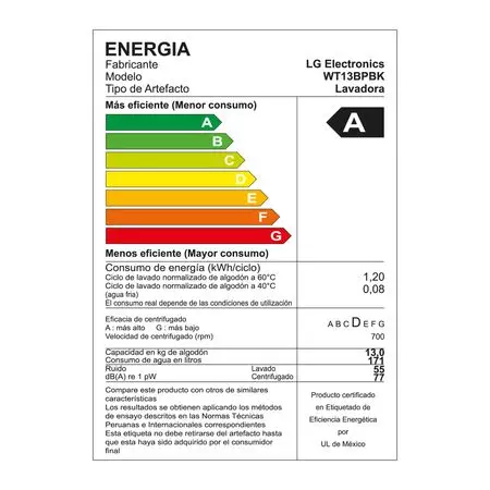 LAVADORA LG MODELO WT13BPBK 9