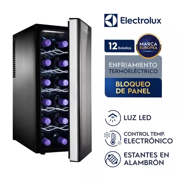 Cava de Vinos Electrolux Termoeléctrica 12 botellas Negra ERW122XAMB 6