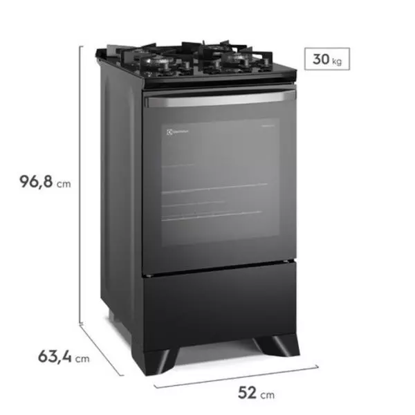 Cocina 4 Quemadores Negro con Mesa de Vidrio Electrolux (FE4GP) 4