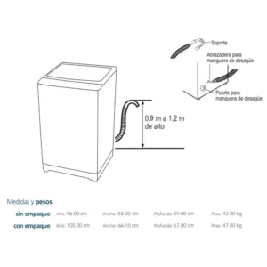 Mabe-Lavadora-Top-Load-14Kg-Diamond-Gray-LMA4120WDGBB0-Isometrico