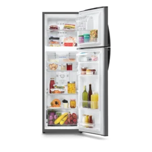 Mabe-Refrigeradores-264L-Grafito-RMA255FYPG-Frente-Abierto-con-Producto