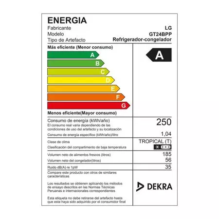 REFRIGERADORA LG MODELO GT24BPP 11