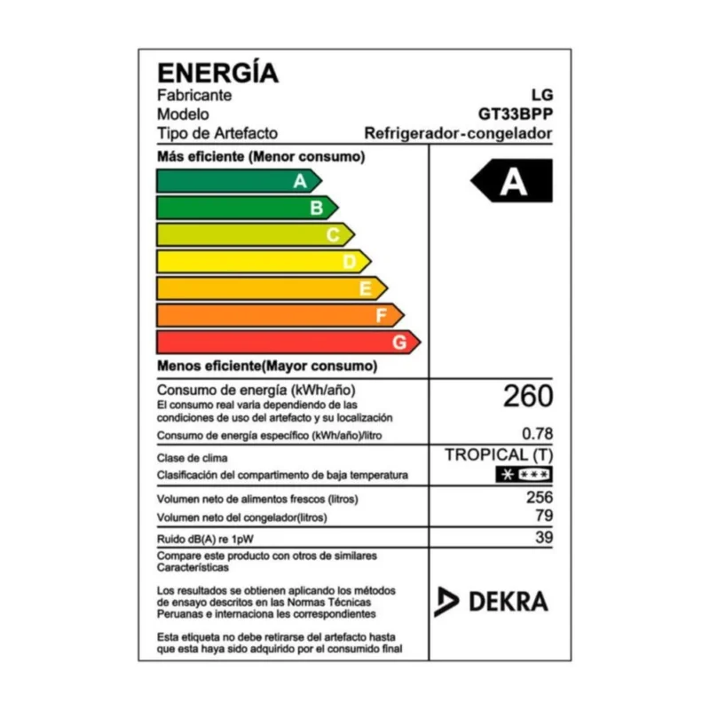 REFRIGERADORA LG MODELO GT33BPP 12