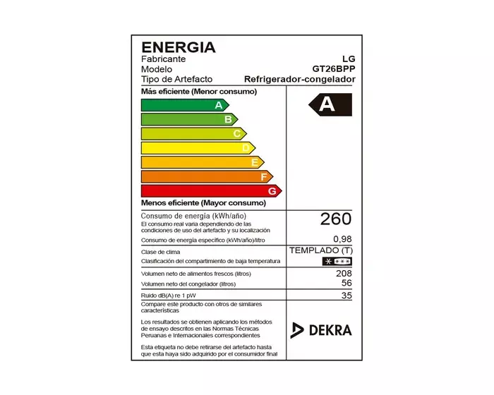 REFRIGERADORA MARCA LG MODELO GT26BPP 8