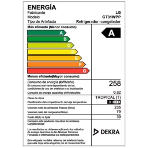 REFRIGERADORA MARCA LG MODELO GT31WPP 7