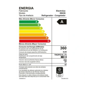 Refrigerador Electrolux Top Freezer Efficient con AutoSense Inox Look 389L IW43S 13