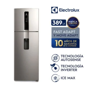 Refrigerador Electrolux Top Freezer Efficient con AutoSense Inox Look 389L IW43S 14