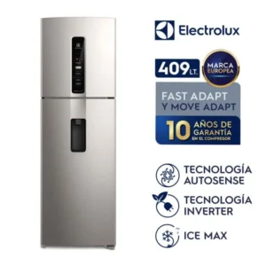 Refrigerador Electrolux Top Freezer Efficient con AutoSense Inox Look 409L IW45S 14