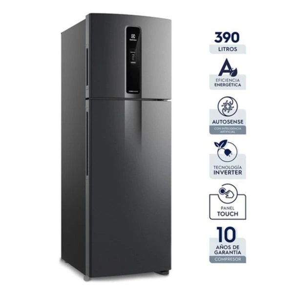 Refrigerador Electrolux Top Freezer IF43B con AutoSense Black Inox Look 390L 2