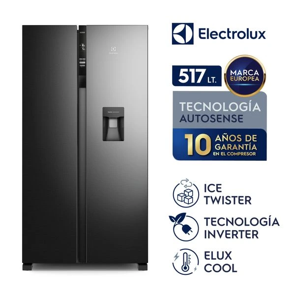 Refrigeradora Electrolux Sideby Side 514L Efficient con Tecnología AutoSense (ERSA53K2HVB) 9