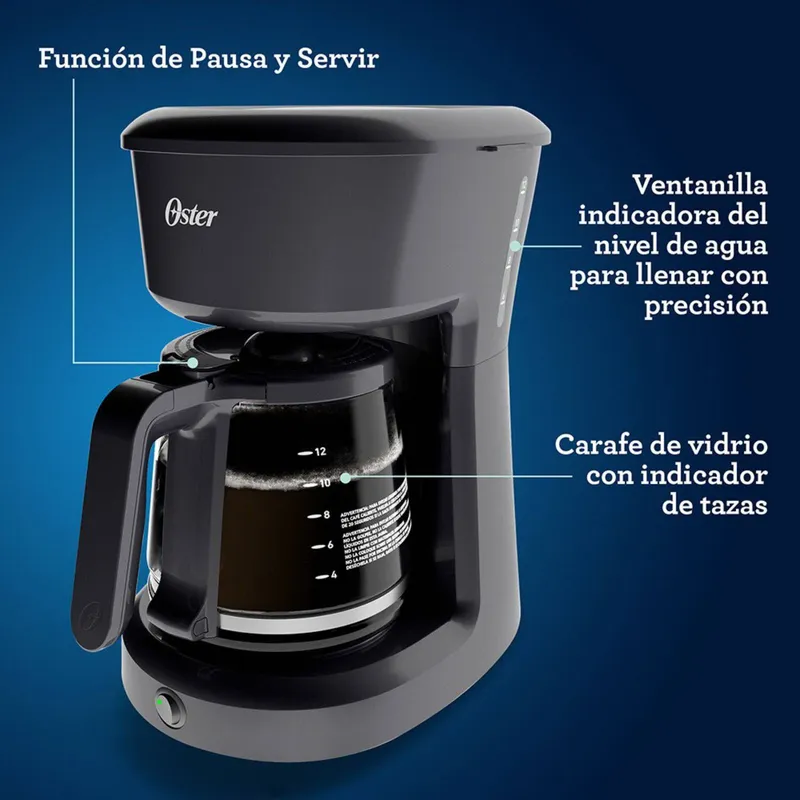 Cafetera programable Oster 12 Tazas BVSTDCS12B 4