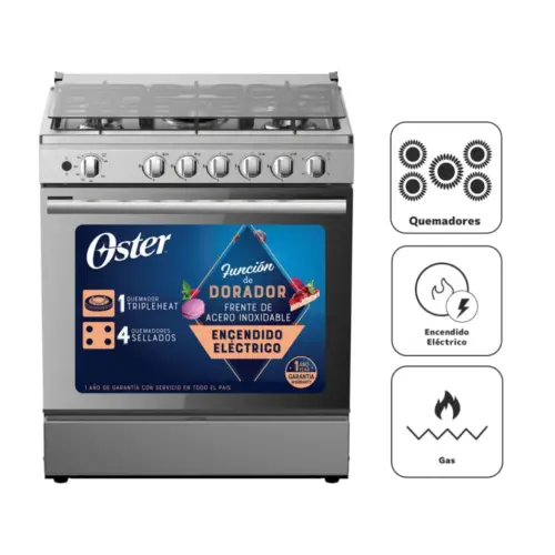 Cocina a gas Oster 5 hornillas 30 OS-PGSGMICA305HSSGM 1