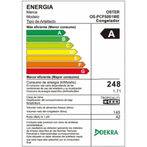 Congeladora Oster 145 LT OS-PCF5001WE 4