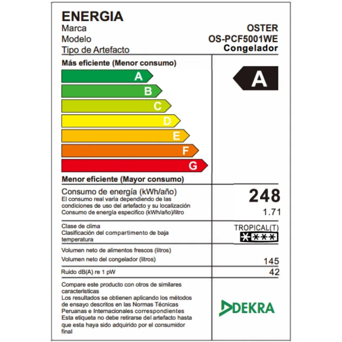 Congeladora Oster 145 LT OS-PCF5001WE 4