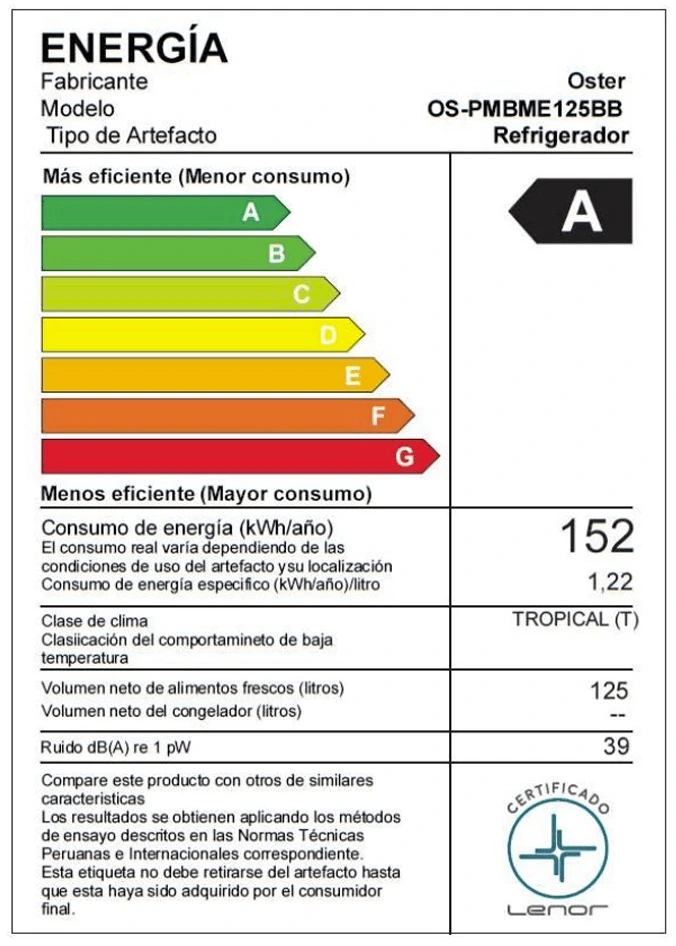 Frigobar Oster 125LT OSPMBME125BB 4
