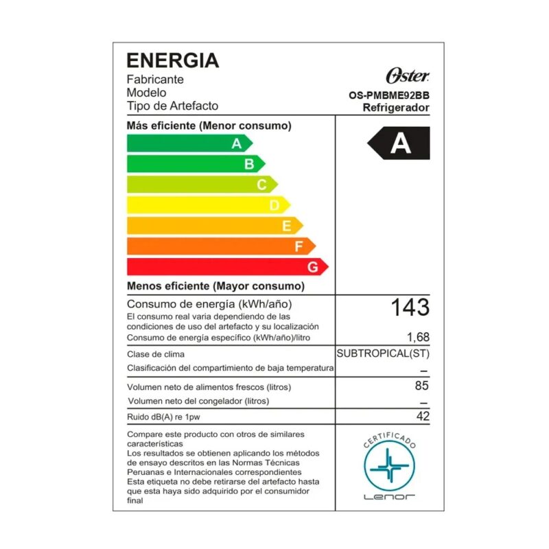 Frigobar Oster 85LT OSPMBME92BB Silver