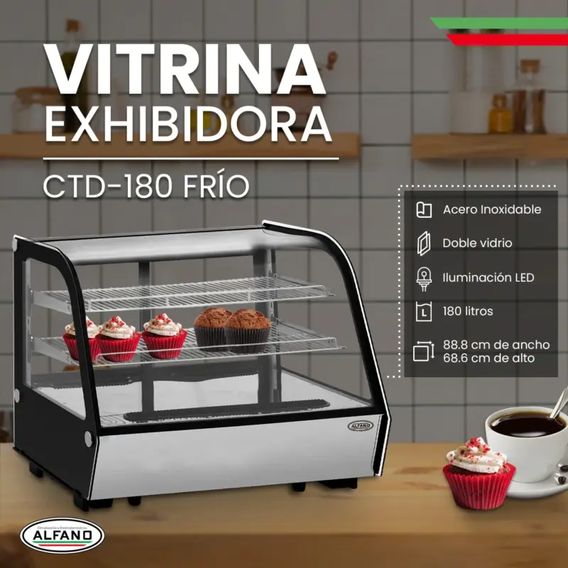 Vitrina Exhibidora de Mesa de 180 Lt Alfano CTD-180 3 Vitrina Exhibidora de Mesa de 180 Lt Alfano CTD-180 3