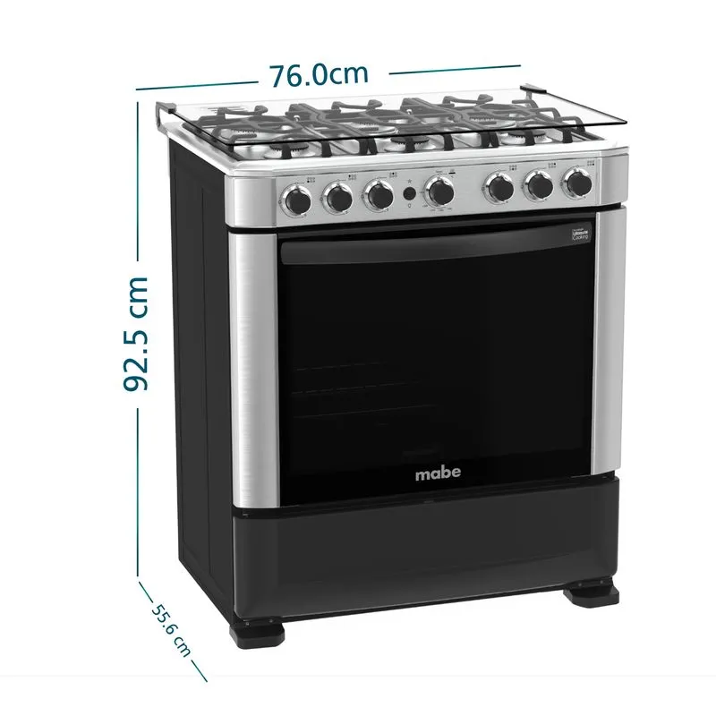 Cocina de piso a gas de 76 cm inox mabe - CMP7625FX0 3