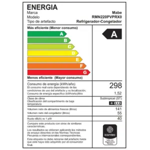 Refrigeradora Mabe 196LT Top Freezer RMN220PVPRX0 Inox 6 Refrigeradora Mabe 196LT Top Freezer RMN220PVPRX0 Inox 6