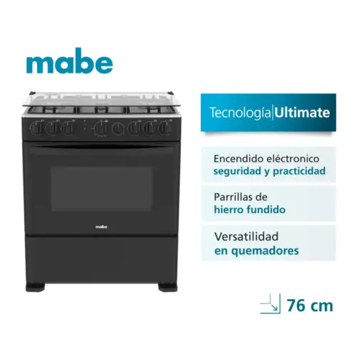Cocina de Piso a Gas 76 cm Negro Mabe - CMP3020FN1 1