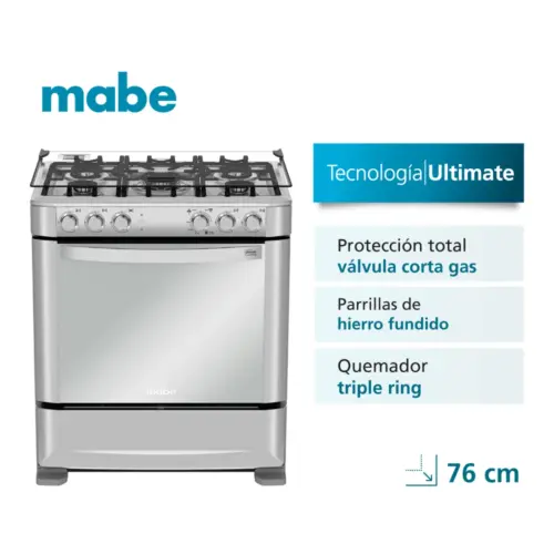 Cocina de piso a gas de 76 cm inox mabe - CMP7640FX0 1 Cocina de piso a gas de 76 cm inox mabe - CMP7640FX0 1