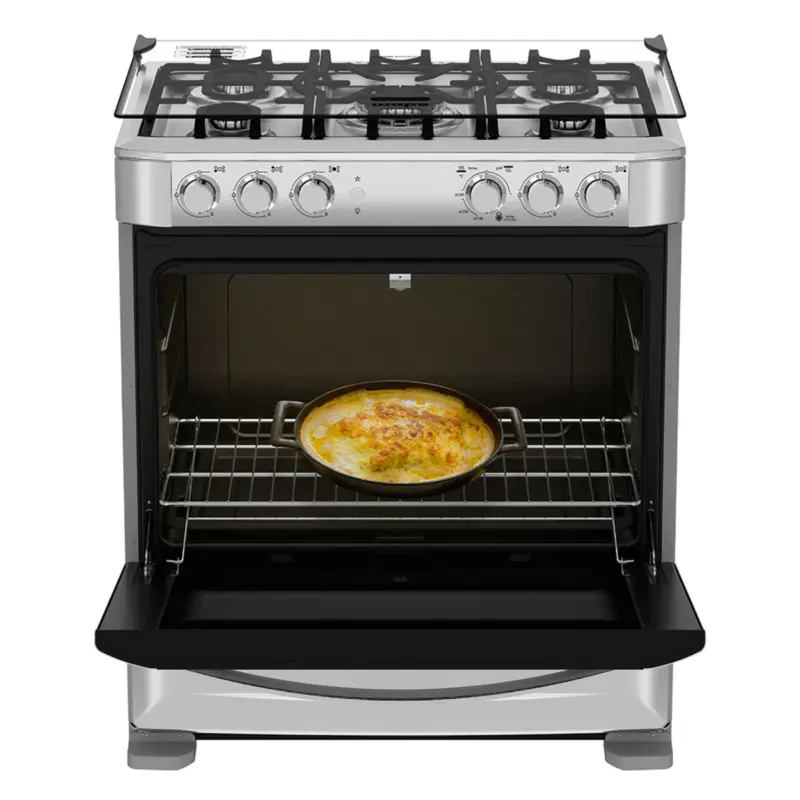 Cocina de piso a gas de 76 cm inox mabe - CMP7640FX0 4