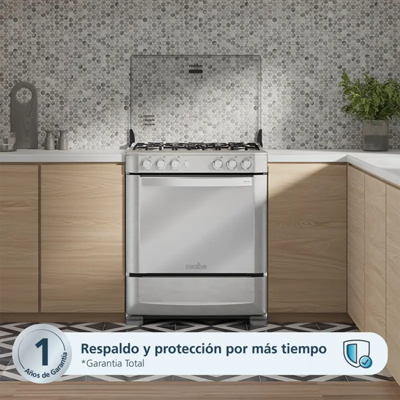 Cocina de piso a gas de 76 cm inox mabe - CMP7640FX0 7