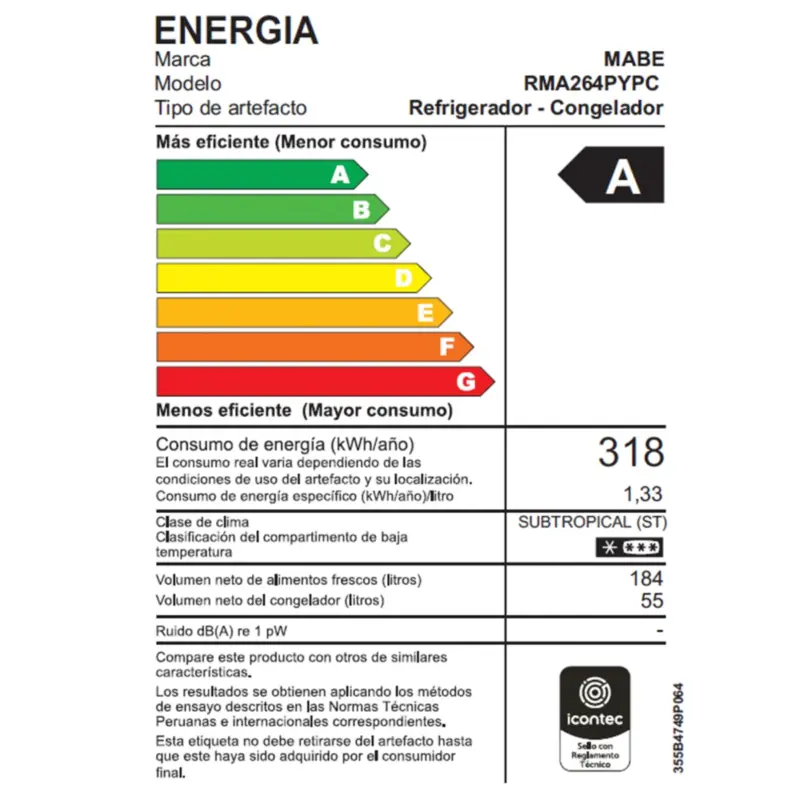 Refrigeradora No Frost 239 Lts Mabe - RMA264PYPC 6