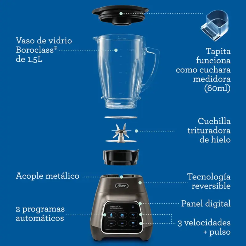 LICUADORA OSTER CON TECNOLOGIA REVERSIBLE Y VASO BLEND-N-GO BLSTPYG1312XBG 14